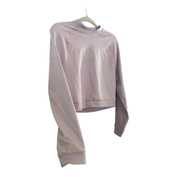 Nike Dri Fit Neon Stud Lilac Purple Long Sleeve Athletic Workout Crop Top Sz M - Picture 3 of 5